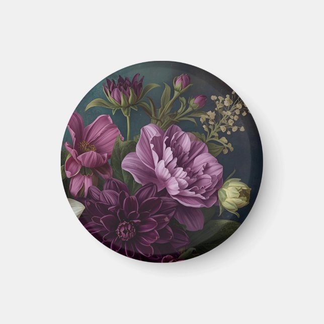 Dark Vintage Flowers Magnet (Vorne)