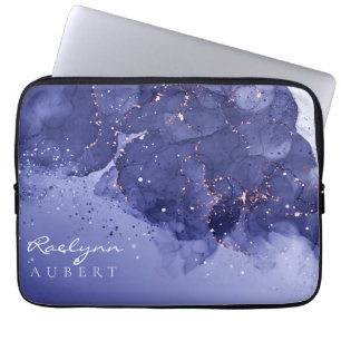 Dark Violet Watercolor Ink Glitzer individuell anp Laptopschutzhülle
