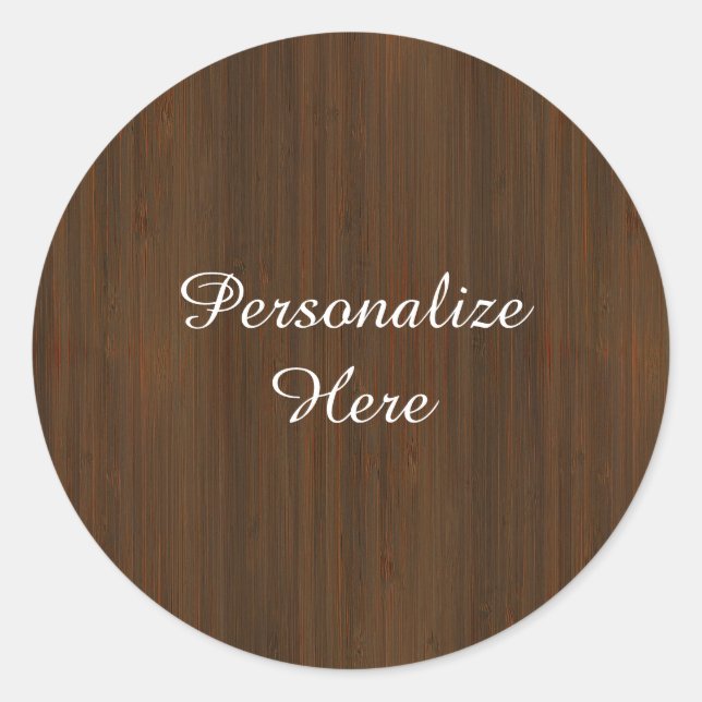Dark Walnut Brown Bamboo Wood Grain Look Runder Aufkleber (Vorderseite)