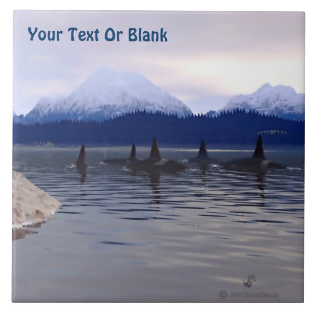 Dark Water Orca Fliese (Vorderseite)