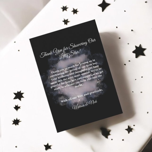 Dark Watercolor Celestial Baby Boy Baby Shooter Dankeskarte (Von Creator hochgeladen)