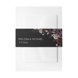 Dark Watercolor Roses Wedding Einladungsbanderole