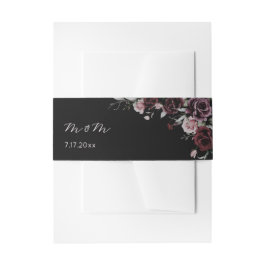 Dark Watercolor Roses Wedding Einladungsbanderole