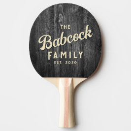 Dark Weathered Wood Retro Family Name & Year Tischtennis Schläger