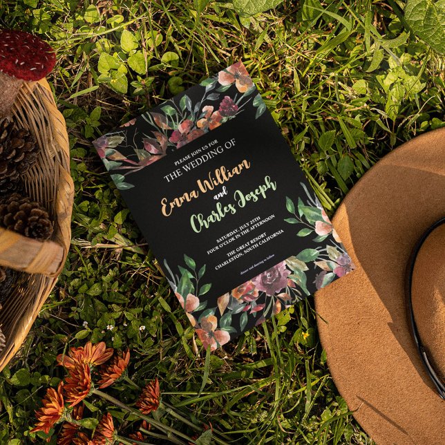 Dark Wild Blume Hochzeit Thema Einladung (Von Creator hochgeladen)