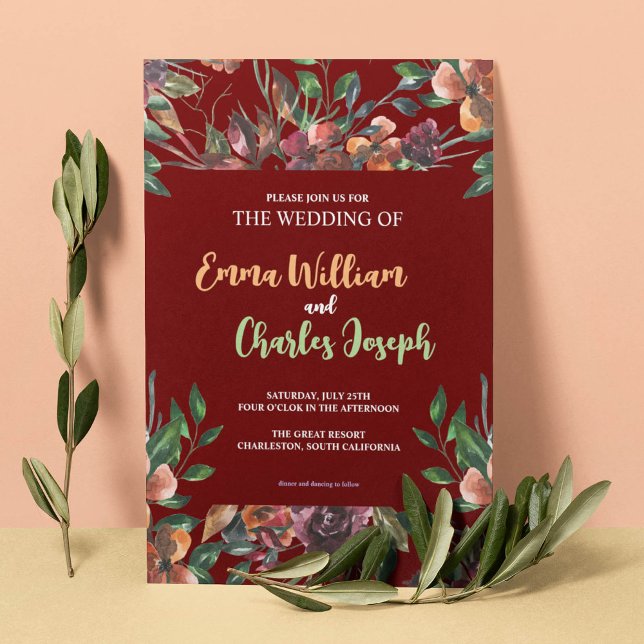 Dark Wild Blume Hochzeit Thema Einladung (Von Creator hochgeladen)