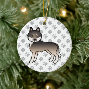 Dark Wolf Gray Siberian Husky Niedlich Cartoon Dog Keramik Ornament