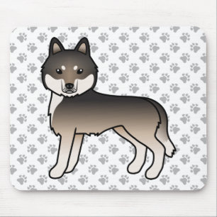 Dark Wolf Gray Siberian Husky Niedlich Cartoon Dog Mousepad