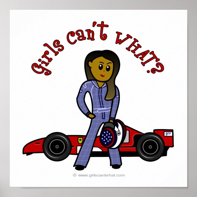 Dark Woman Race Car Driver Poster (Vorne)