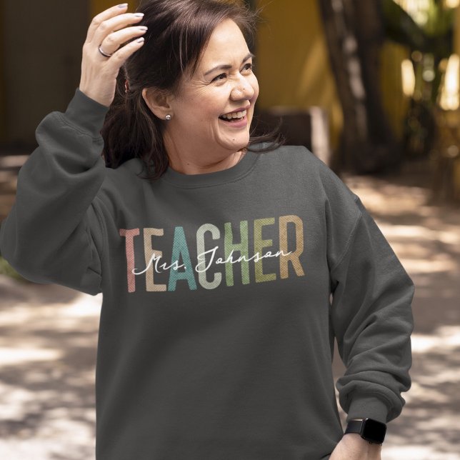Dark Womens Retro Teacher Wertschätzung Individuel Sweatshirt (Von Creator hochgeladen)