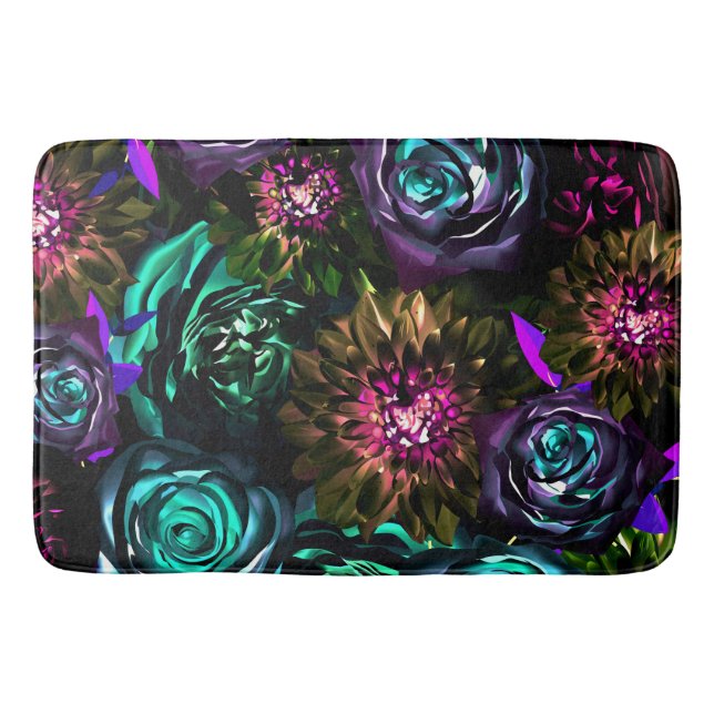 Dark Wonderland Bold Glamour Floral Blume Badematte (Vorderseite)