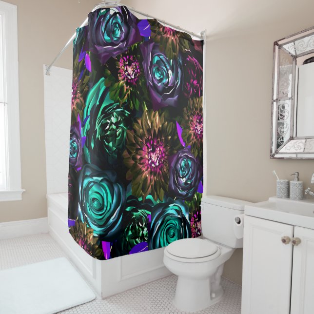 Dark Wonderland Bold Glamour Floral Blume Duschvorhang (Beispiel)