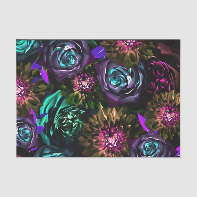 Dark Wonderland Bold Glamour Floral Blume Party Seidenpapier (Vorderseite)