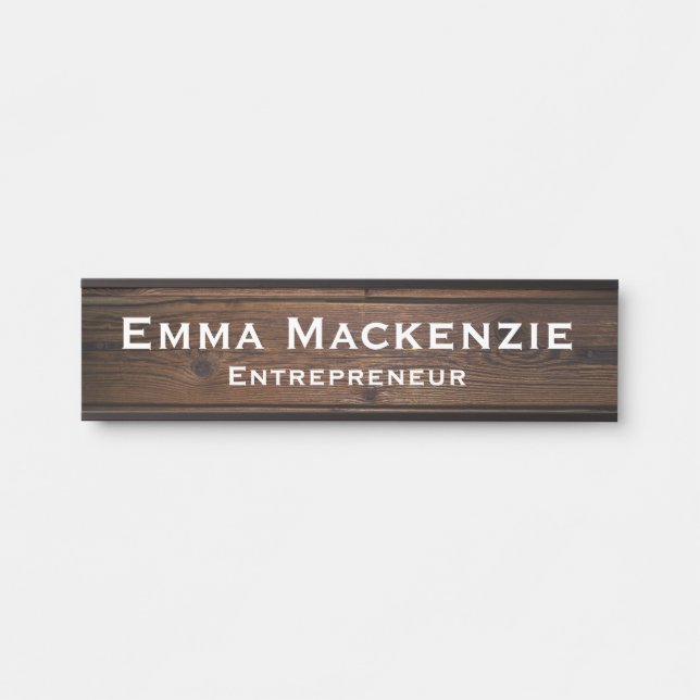 Dark Wood Grain, benutzerdefinierbares Bürotür-Zei Türschild (Vorderseite )