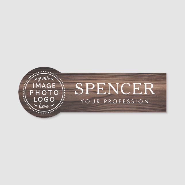 Dark wood Look Name Logo Namensschild (Vorderseite)