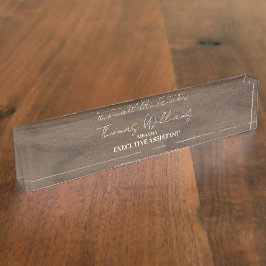 Dark Wood Script Personalisiert Führungskraft Plaq Namensplakette