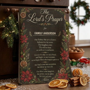 Dark Wood Weihnachten Botanical Vaterunser Familie Geschirrtuch