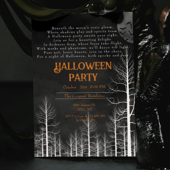 Dark Woods Gedicht Halloween-Party Einladung (Von Creator hochgeladen)