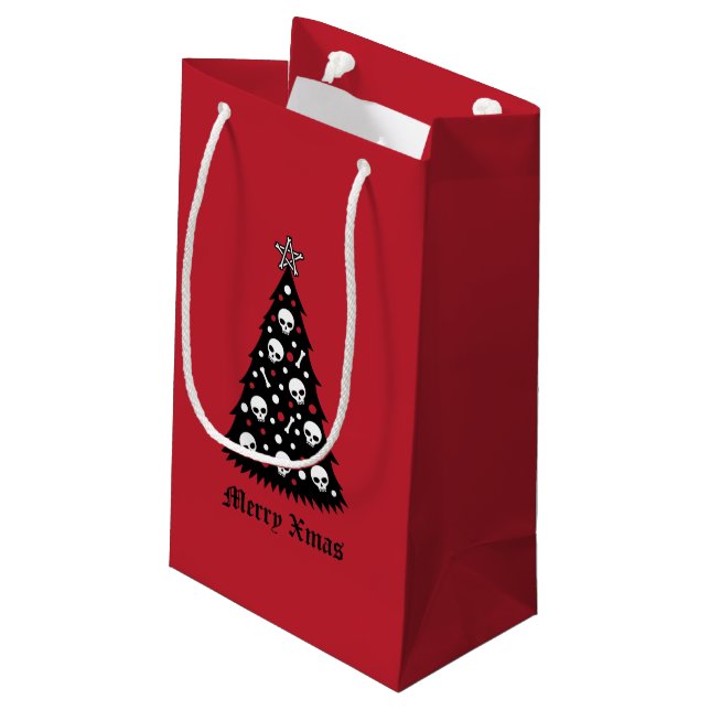 Dark Xmas Tree Kleine Geschenktüte (Rückseite Schrägansicht)