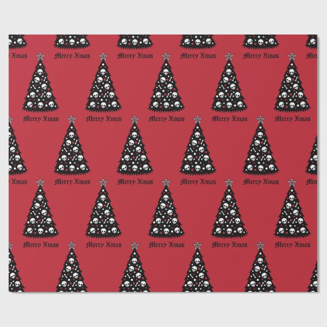 Dark Xmas Tree Wrapping Paper Geschenkpapier (Flach)
