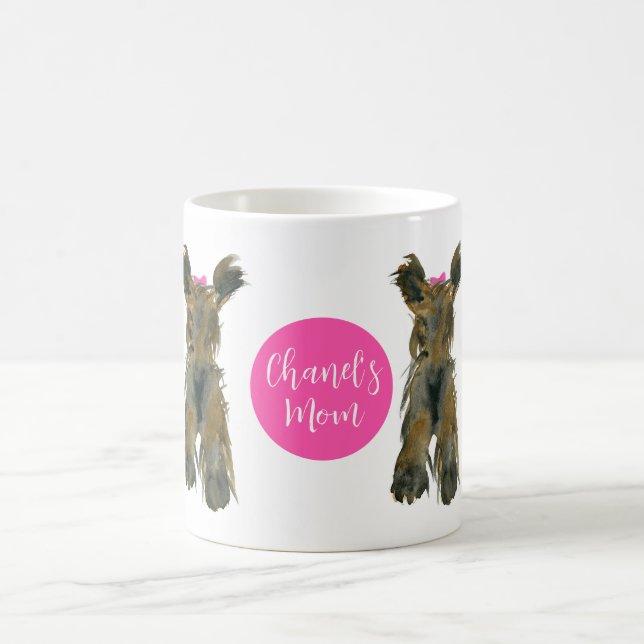 Dark Yorkie mit Pink Bow Kaffeetasse (Mittel)