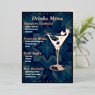 Darker Border Gold Foiled Beverage Menü