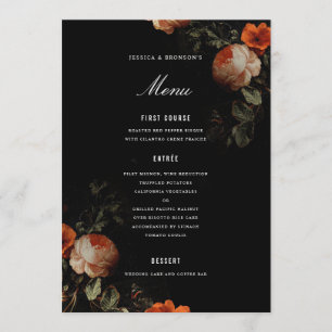 DarkRomantic Floral Dutch Master Painterly Wedding Menükarte