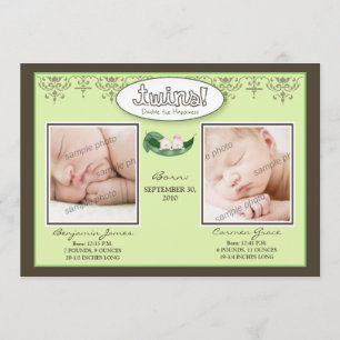 Darling 12x18 Twin Boy/Girl Limone Geburtsankündig Ankündigung