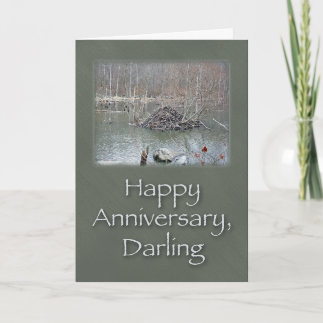 Darling Anniversary Beaver Lodge Karte (Vorderseite)