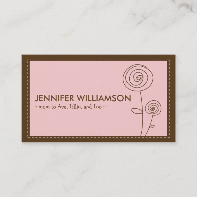 Darling Blume MOMY Calling Card (rosa) Telefonnummerkarte (Vorderseite)