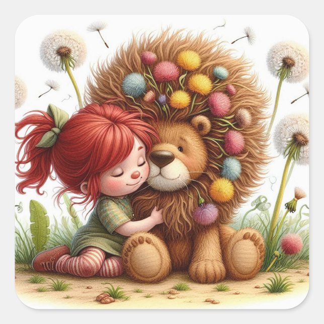 Darling Dandelion Quadratischer Aufkleber (Vorderseite)