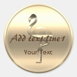 Darling Gold Flamingo Anpassbarer Text hinzufügen Runder Aufkleber
