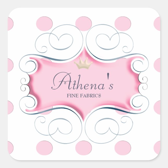 Darling Pink Frame und Pink Polka Dots Quadratischer Aufkleber (Vorderseite)
