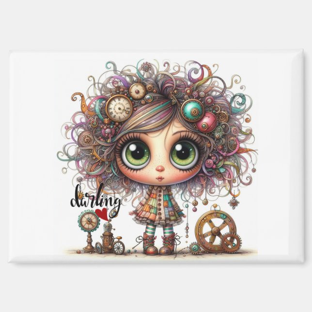 Darling Quirky Steampunk Girl 5300 Magnet (Recto)