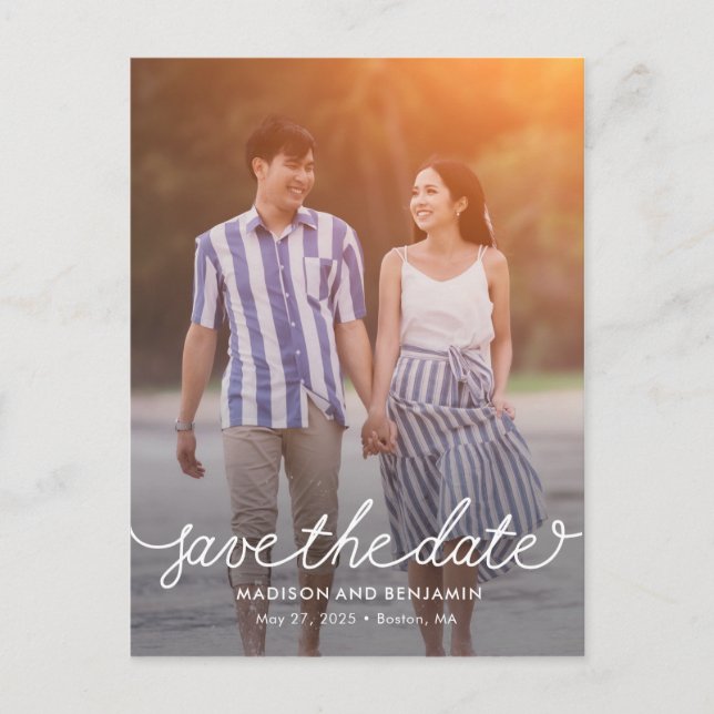 Darling Script EDITABLE COLOR Save the Date Postkarte (Vorderseite)