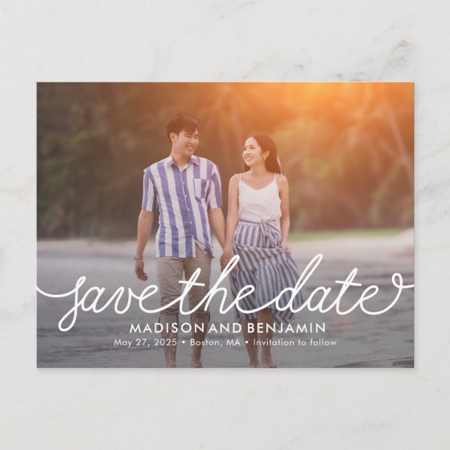 Darling Script EDITABLE COLOR Save the Date Postkarte (Vorderseite)