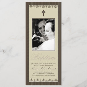 Darling Viktorianisch 4x9,25" Sepia Taufe Einladun Einladung