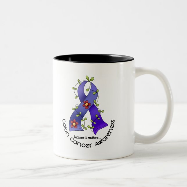 Darmkrebs-Bewusstsein BLUMEN-BAND 1 Zweifarbige Tasse (Rechts)