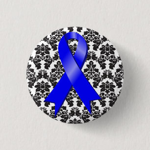Darmkrebs-Damast-blaues Band Button