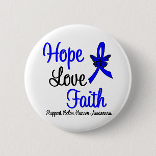Darmkrebs-Hoffnungs-Liebe-Glauben-Band Button