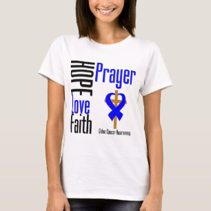 Darmkrebs-Hoffnungs-Liebe-Glauben-Gebets-Kreuz T-Shirt