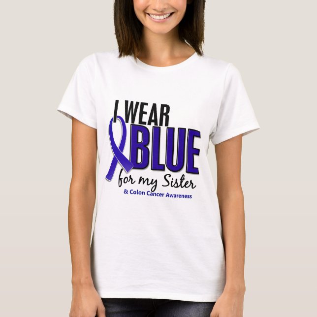 Darmkrebs trage ich Blau für meine Schwester 10 T-Shirt (Vorderseite)