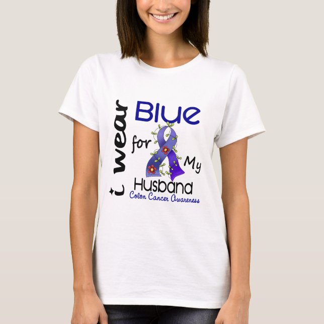 Darmkrebs trage ich Blau für meinen Ehemann 43 T-Shirt (Vorderseite)