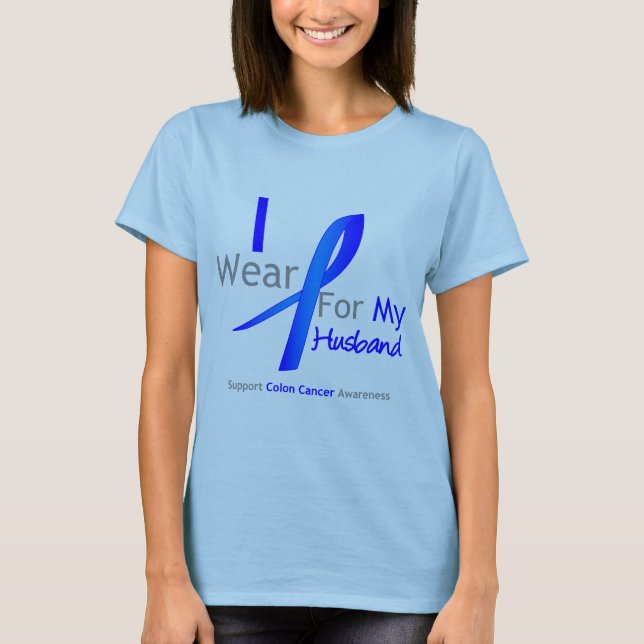 Darmkrebs trage ich Blau für meinen Ehemann T-Shirt (Vorderseite)
