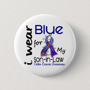 Darmkrebs trage ich Blau für meinen Schwiegersohn Button