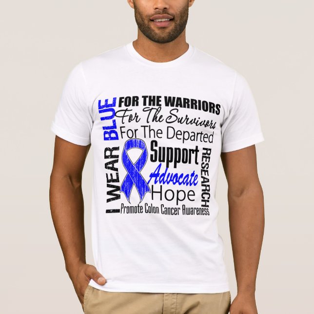 Darmkrebs trage ich blaues Band TRIBUT T-Shirt (Vorderseite)