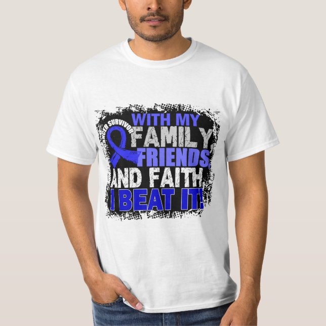 Darmkrebs-Überlebend-Familien-Freund-Glaube T-Shirt (Vorderseite)