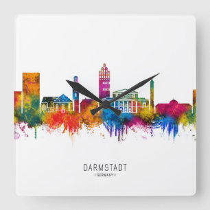 Darmstadt Deutschland Skyline Quadratische Wanduhr