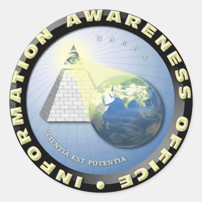 DARPA Siegel für Information Awareness Runder Aufkleber (Vorderseite)