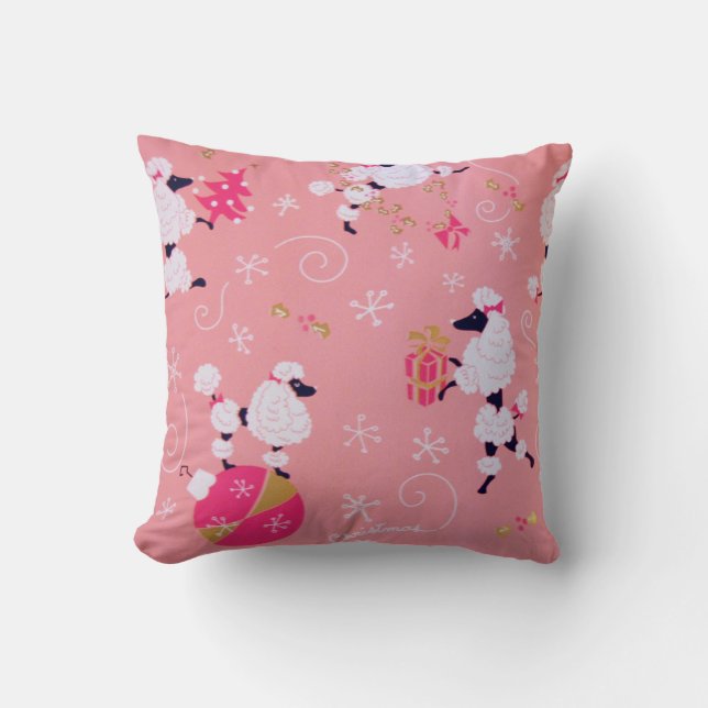 Darstellendes rosa Pudel-Weihnachtskissen Kissen (Vorderseite)